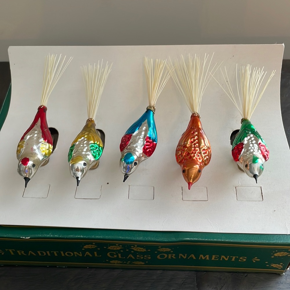 Vintage Kurt Adler Bird Glass Ornaments